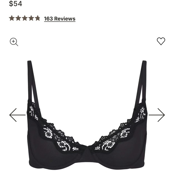 SKIMS Lace Trim Unlined Scoop Bra - Black 36C. (New with Tags) - Picture 5 of 5